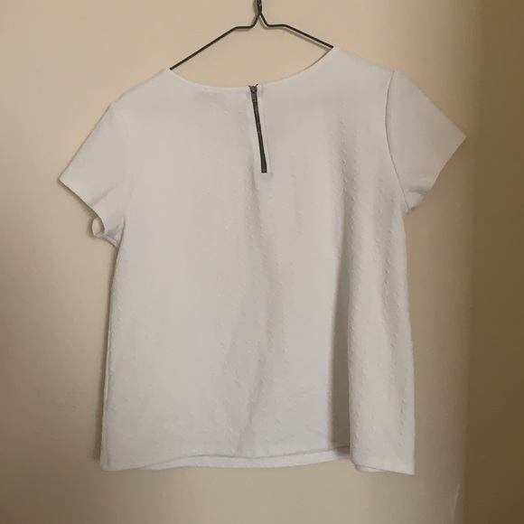 White Blouse Gold Zipper Large Short Sleeve - Picture 3 of 4